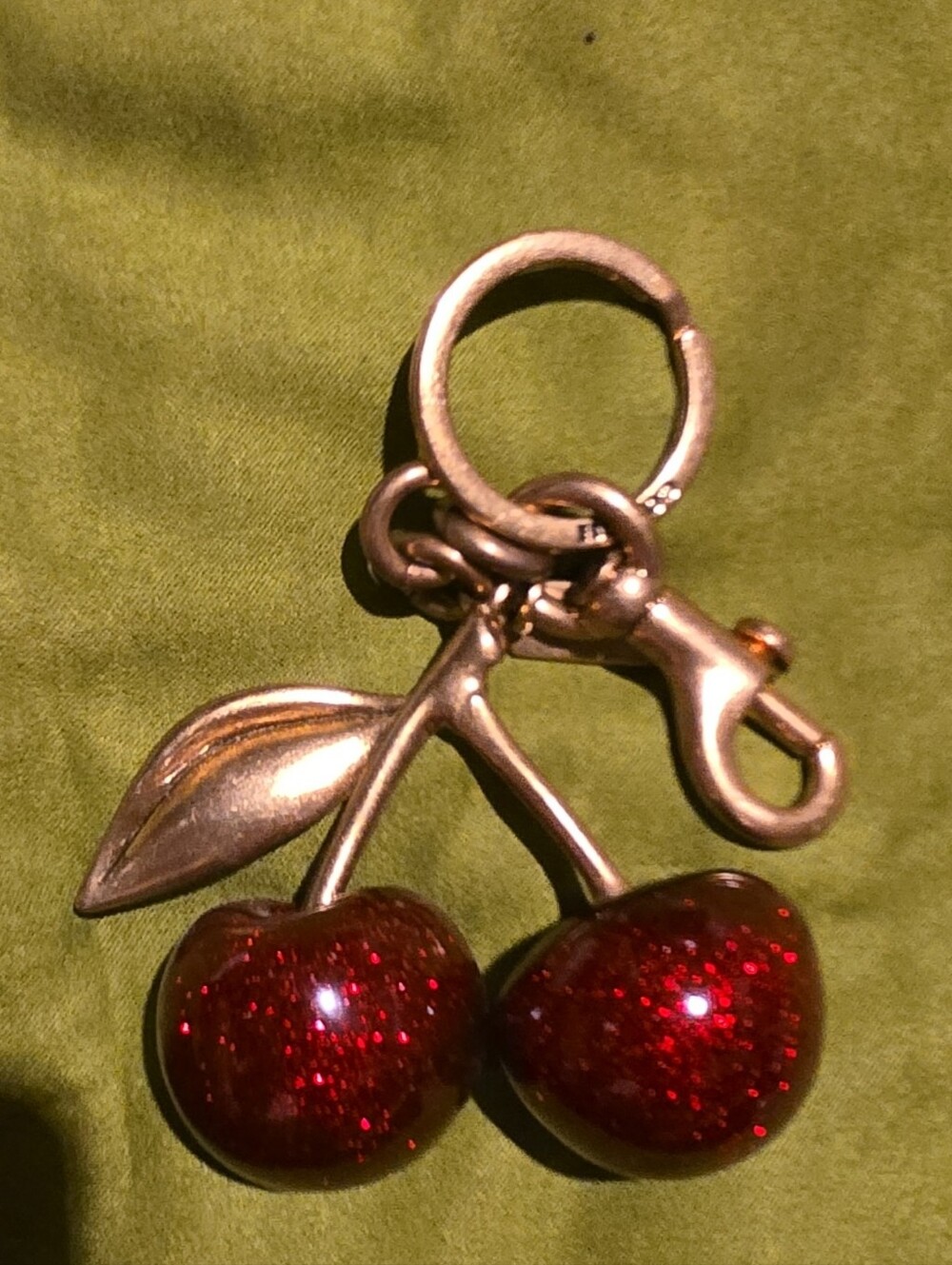 Coach Red Glitter Cherry Key Charm with Silver-Tone Stem - Picture 2 of 2